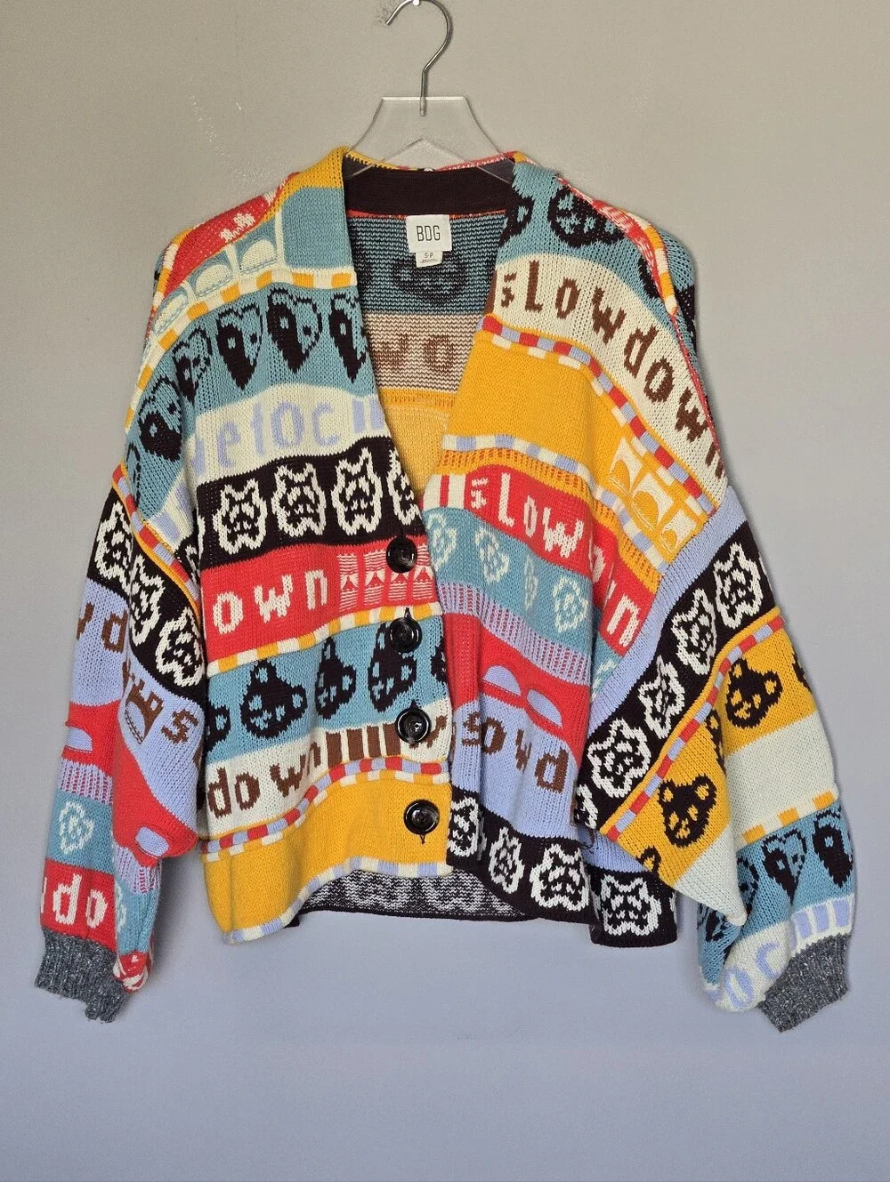 Urban Outfitters UO BDG Shae Slouchy Slow Down Cardigan Patchwork Sweater S - Picture 13 of 14